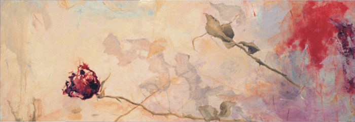 Rosa roja óleo s/tabla 120 x 41 cm