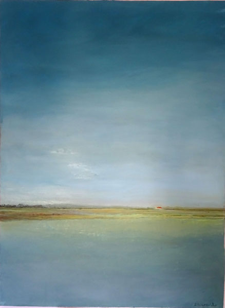 La casita roja óleo s/tela 75 x 50 cm