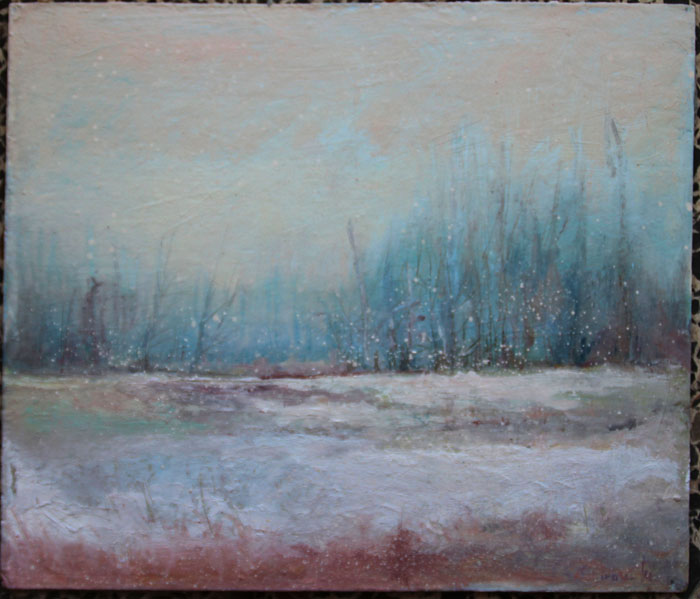 Olmillos nevados   óleo s/tabla   18x18cm