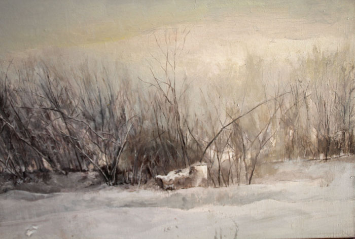 Olmillos en invierno (detalle) óleo s/tela