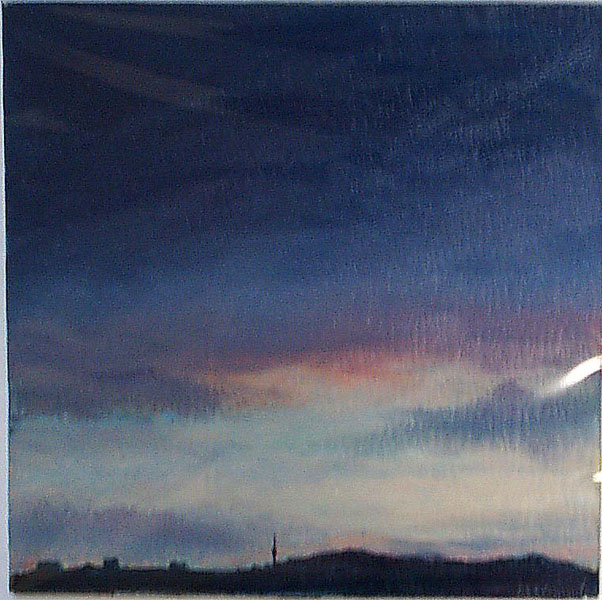 Hora azul  óleo s/tabla 25x25 cm