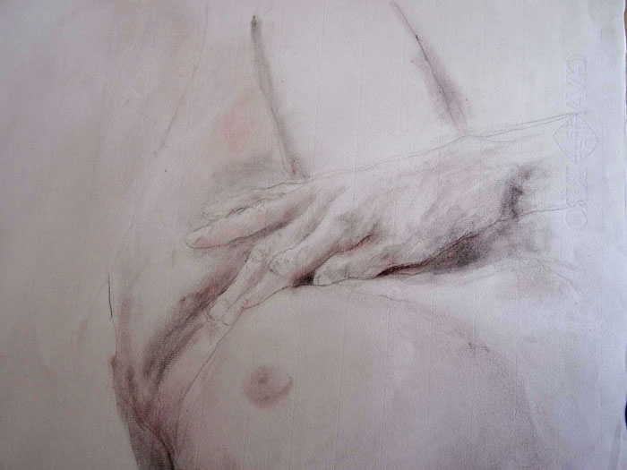 Sentir  carboncillo y pastel 50 x 40 cm